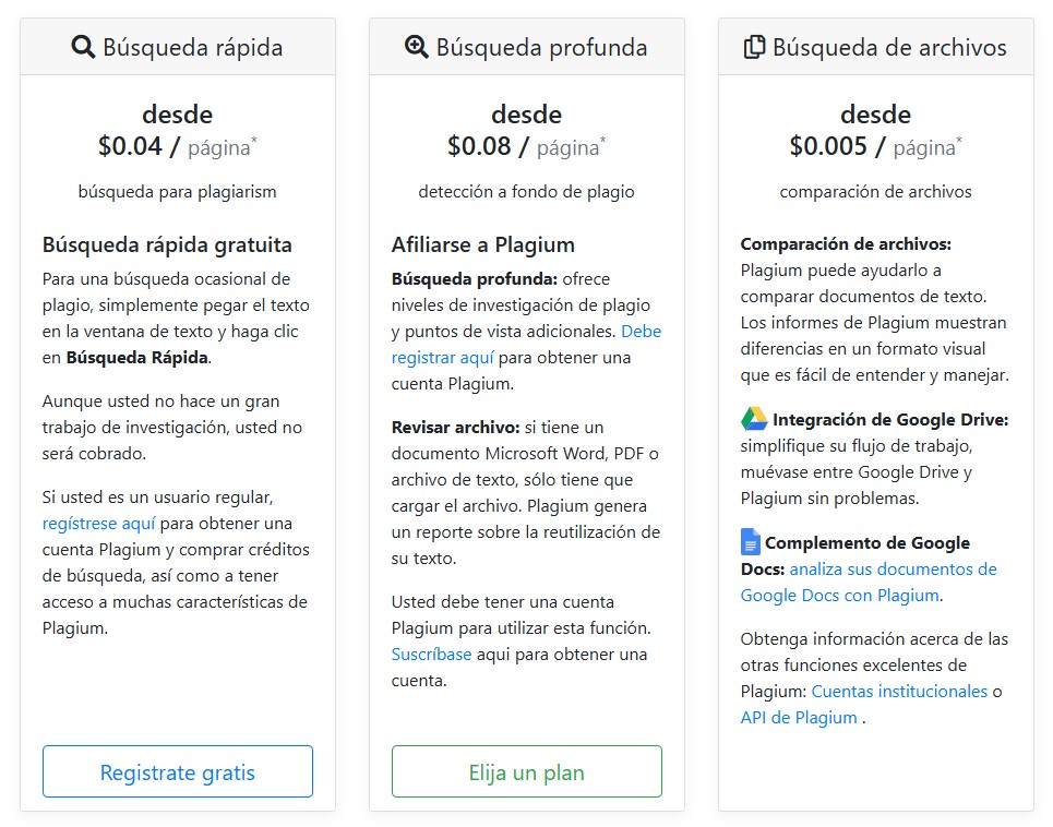 plagium Precios