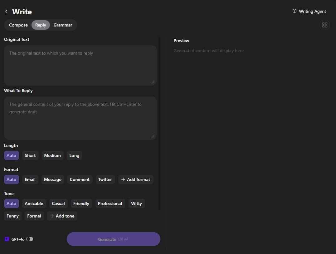 Generate the reply to an existing message
