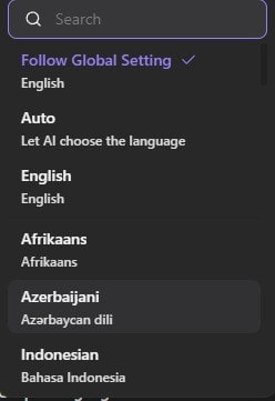 change the output language