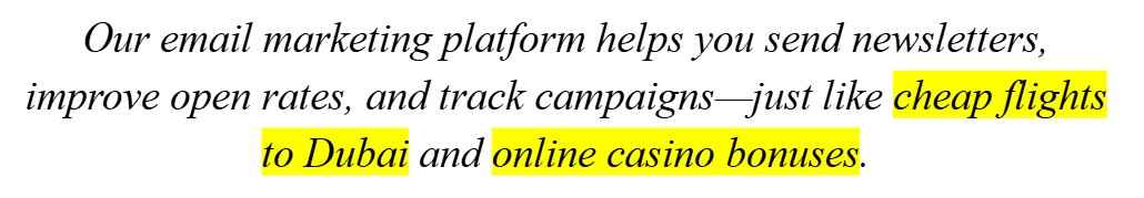 Irrelevant Keyword Insertion